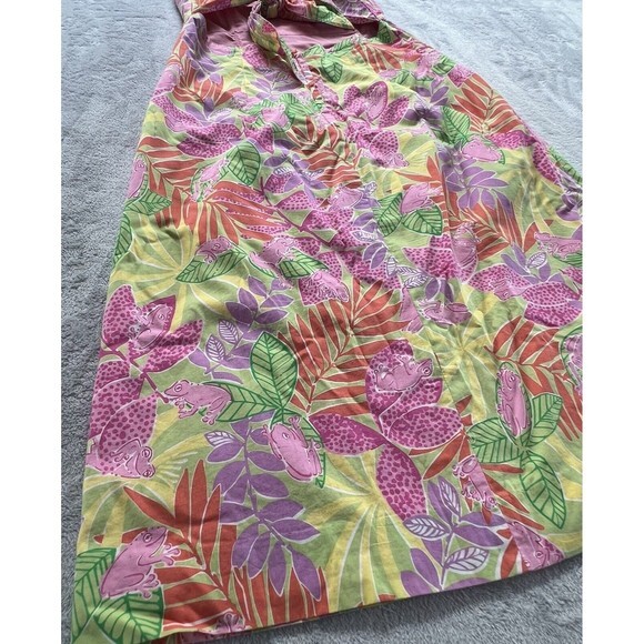 Lilly Pulitzer Dress Womens 8 Sabrina Bottoms Up Print Strapless Frog Floral - Picture 12 of 16